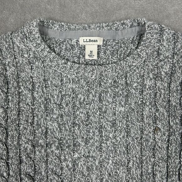 Vintage L.L. Bean Sweater Womens Medium Chunky Cable Knit Pullover Grey LL Slim - Picture 4 of 10